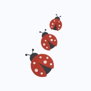 Three Ladybugs Machine Embroidery Design, Animal Embroidery File