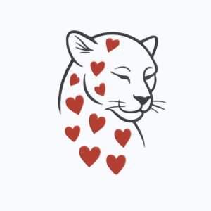 Leopard With Hearts Profile Machine Embroidery Design, Panther Animal Embroidery File