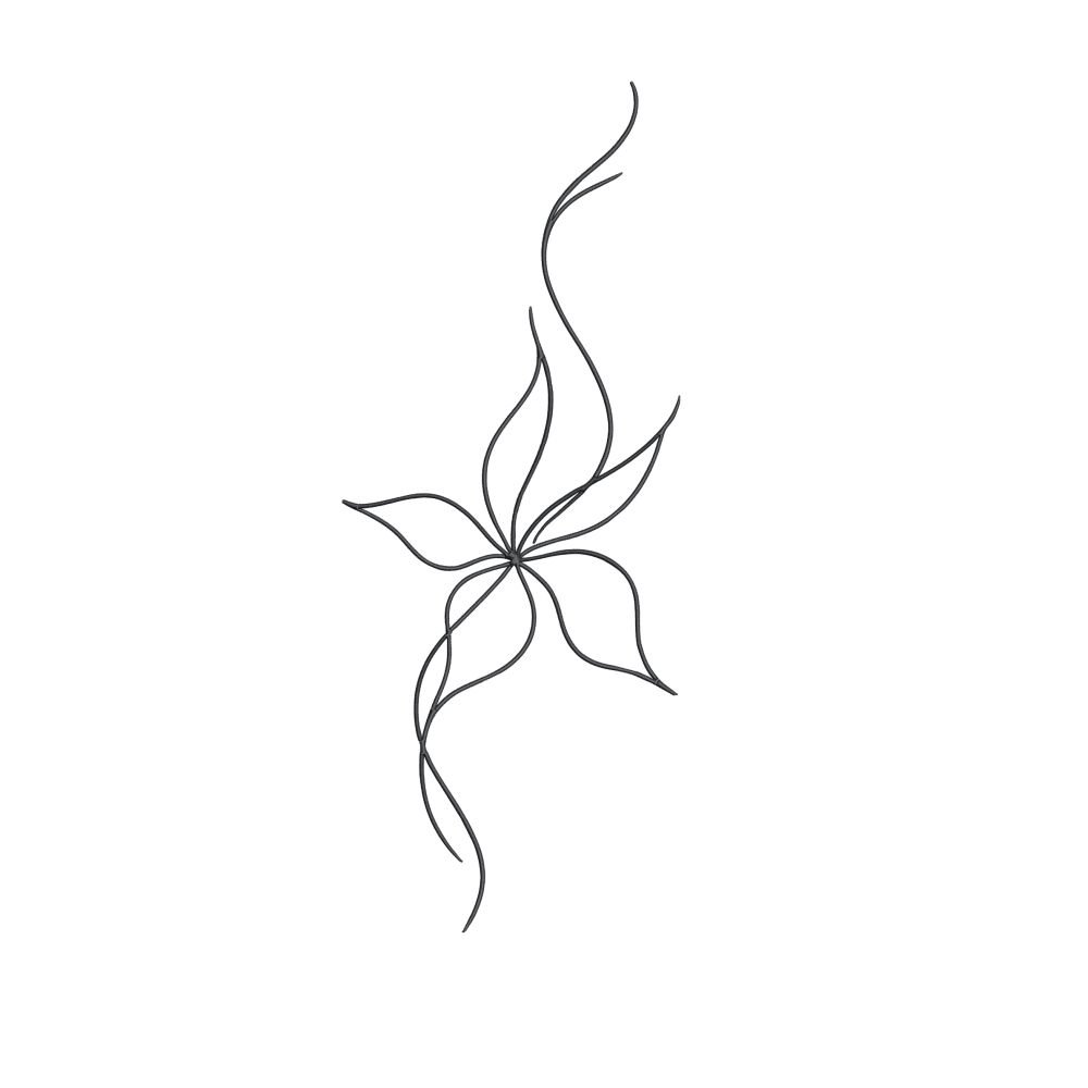 Lily Flower Outline Machine Embroidery Design, Floral Embroidery File