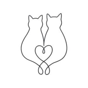 Linear Cat Love Machine Embroidery Design, Kitten Outline Embroidery File