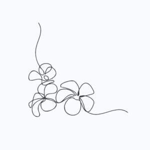 Linear Flower Corner Machine Embroidery Design, Floral Outline Embroidery File