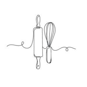 Linear Kitchen Utensils Machine Embroidery Design, Minimalist Kitchen Line Art Embroidery File