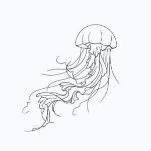 Linear Medusa Machine Embroidery Design, Minimalist Sea Animal Embroidery File