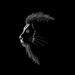 Lion In The Dark Machine Embroidery Design, Black Background Animal Embroidery File