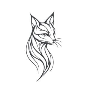 Lynx Outline Machine Embroidery Design, Minimalist Animal Embroidery File