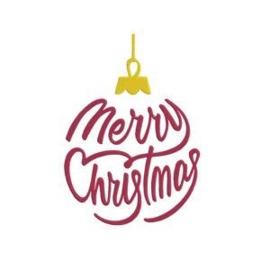 Merry Christmas Ornament Machine Embroidery Design, Holiday Winter Season Embroidery File