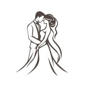 Minimalist Wedding Couple Machine Embroidery Design, Marriage Embroidery File