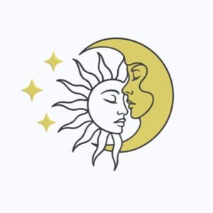 Sun And Moon Machine Embroidery Design, Boho Spiritual Embroidery File