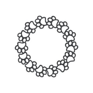 Paw Wreath Machine Embroidery Design, Animal Embroidery File