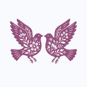 Pigeon Couple Machine Embroidery Design, Birds Embroidery File