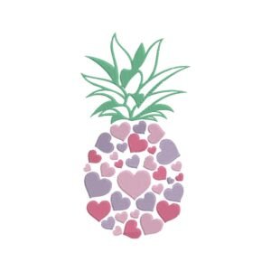 Pineapple From Hearts Machine Embroidery Design, Beautiful And Simple Kitchen Embroidery File