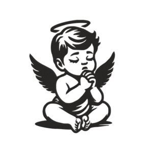 Praying Baby Angel Machine Embroidery Design, Boho Spiritual Embroidery File