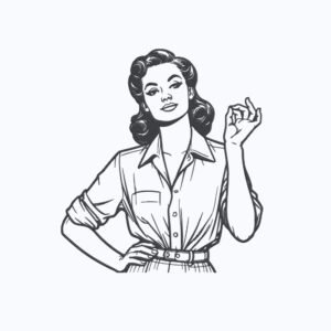 Proud Retro Woman Machine Embroidery Design, Female Lady Embroidery File