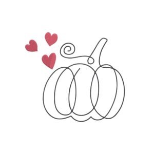 Pumpkin Outline With Hearts Machine Embroidery Design, Autumn Fall Season Embroidery File