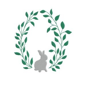 Rabbit Wreath Machine Embroidery Design, Wild Animal Embroidery File