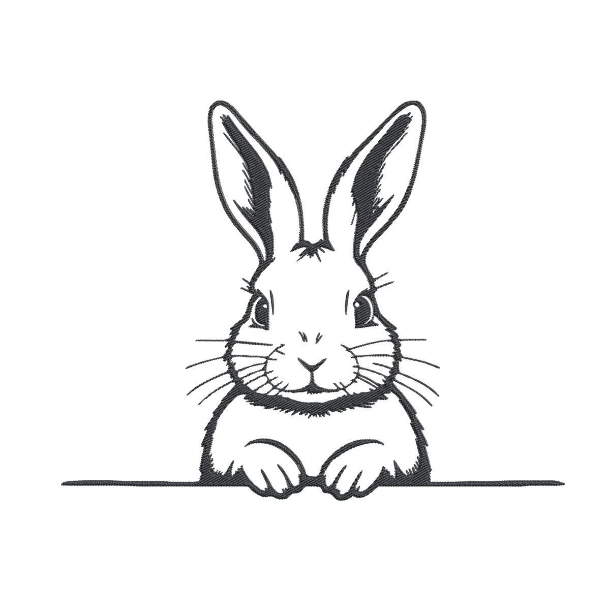 Cute Rabbit Machine Embroidery Design, Minimalist Bunny Outline Embroidery File