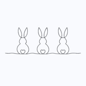 Three Rabbits Line Machine Embroidery Design, Minimalist Animal Embroidery File