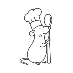 Chef Mouse Outline Machine Embroidery Design, Minimalist Kitchen Line Art Embroidery File