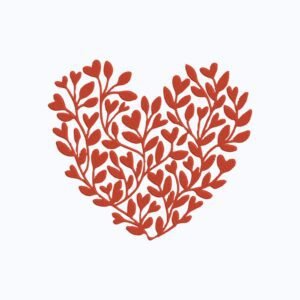 Red Floral Heart Machine Embroidery Design, Flower Embroidery File