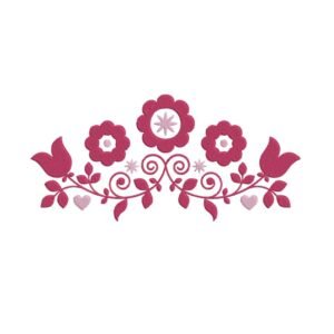 Red Otomi Flowers Machine Embroidery Design, Floral Embroidery File