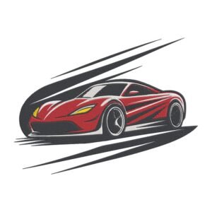 Red Sport Car Machine Embroidery Design, Hobby and Activity for Men Embroidery File