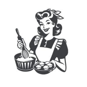 Retro Baking Woman Machine Embroidery Design, Beautiful And Simple Kitchen Embroidery File