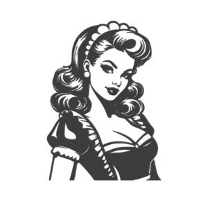 Retro Housekeeper Machine Embroidery Design, Female Woman Embroidery File