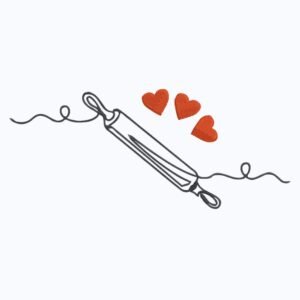 Rolling Pin With Hearts Outline Machine Embroidery Design, Minimalist Kitchen Line Art Embroidery File