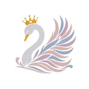 Royal Swan Machine Embroidery Design, Birds Embroidery File