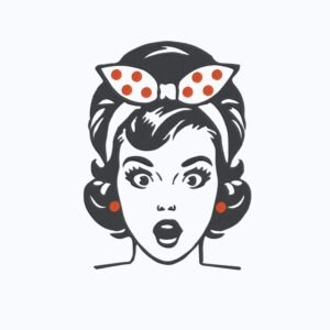 Scared Retro Woman Machine Embroidery Design, Female Lady Embroidery File