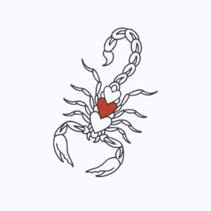 Scorpio Heart Machine Embroidery Design, Minimalist Animal Embroidery File