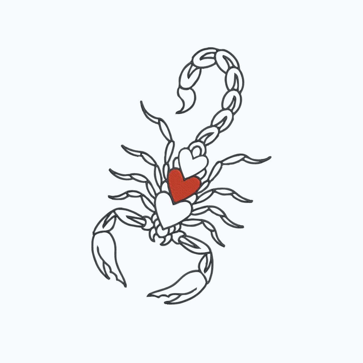 Scorpio Heart Machine Embroidery Design, Minimalist Animal Embroidery File