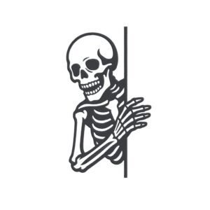 Skeleton Peeking Behind Wall Machine Embroidery Design, Halloween Season Embroidery File