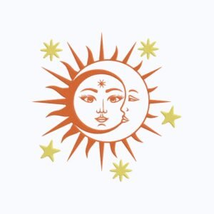 Sun Moon Sky Machine Embroidery Design, Boho Spiritual Embroidery File