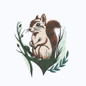 Squirrel On The Branch Machine Embroidery Design, Animal Embroidery File