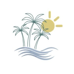 Summer Beach Sun Machine Embroidery Design, Summer Vacation Season Embroidery File