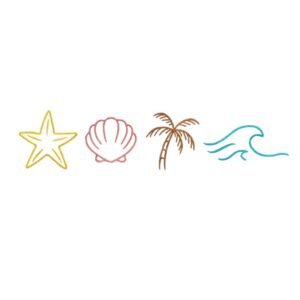 Summer Icons Machine Embroidery Design, Summer Vacation Season Embroidery File