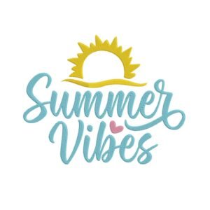 Summer Vibes Title Machine Embroidery Design, Summer Vacation Season Embroidery File