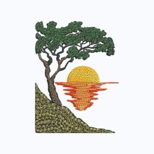 Sunset Machine Embroidery Design, Nature Landscape Embroidery File