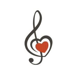 Treble Clef With A Heart Machine Embroidery Design, Music Hobby And Activity Title for All Embroidery File