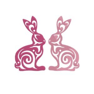 Two Ornamental Rabbits Machine Embroidery Design, Animal Embroidery File