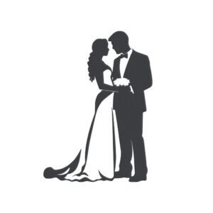 Beautiful Wedding Couple Silhouette Machine Embroidery Design, Marriage Embroidery File