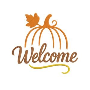 Welcome Title With Pumpkin Machine Embroidery Design, Scary Halloween Embroidery File