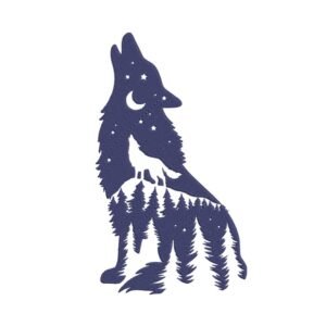 Howling Wolf Machine Embroidery Design, Wild Animal Embroidery File