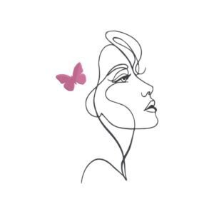 Woman Line Art And Butterfly Machine Embroidery Design, Female Outline Embroidery File
