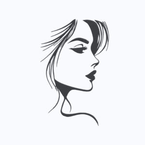 Woman Face Profile Machine Embroidery Design, Female Lady Embroidery File