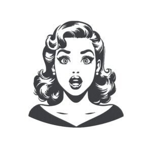 Surprised Retro Woman Machine Embroidery Design, Female Lady Embroidery File