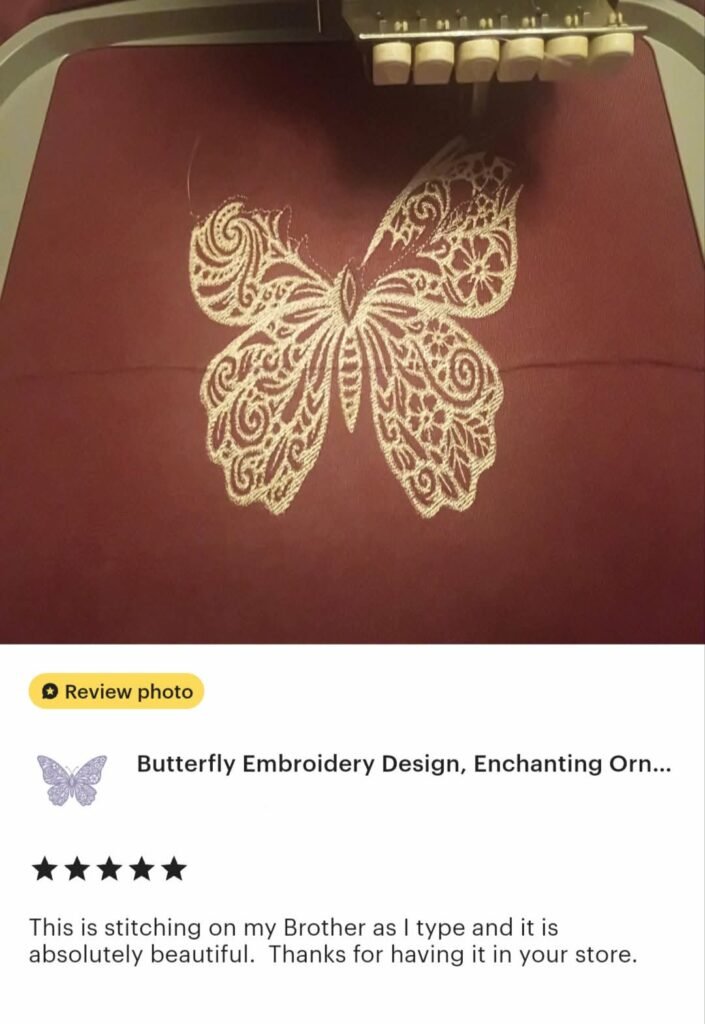 Butterfly machine embroidery design