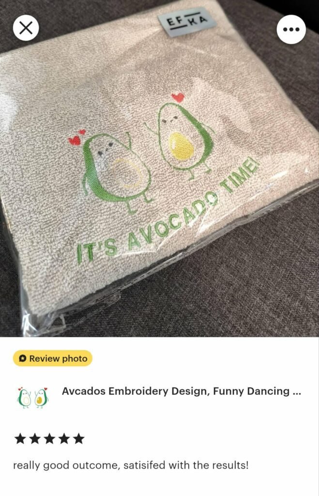 Avocado machine embroidery design