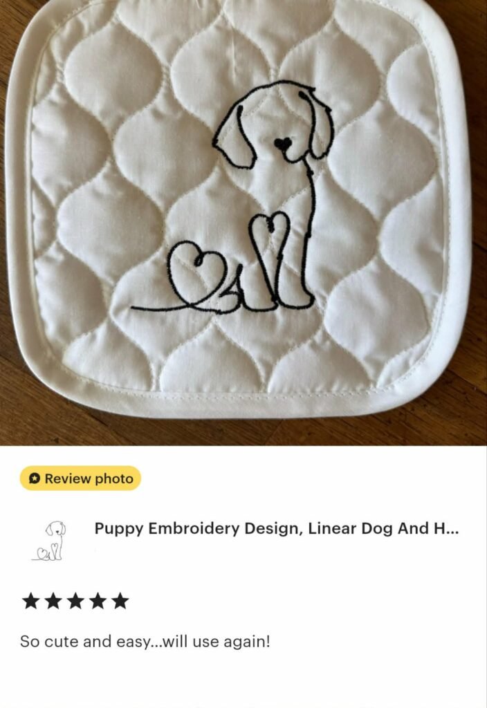 Dog machine embroidery design